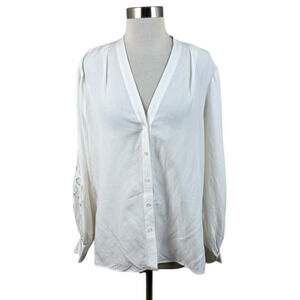 Kobi Halperin Chrissy White Embroidered Eyelet Lace Sleeve Shirt Size L